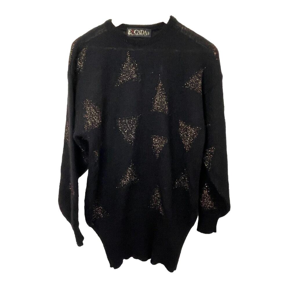 VTG Escada By Margaretha Ley Black Knit Long Sweater Women Size EU 36 /US Med
